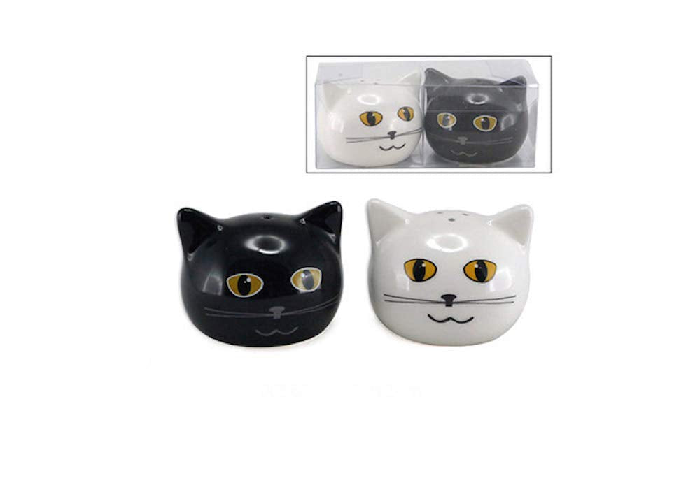 [Australia - AusPower] - Ceramic Black and White Cat Face Salt & Pepper Shaker Set 