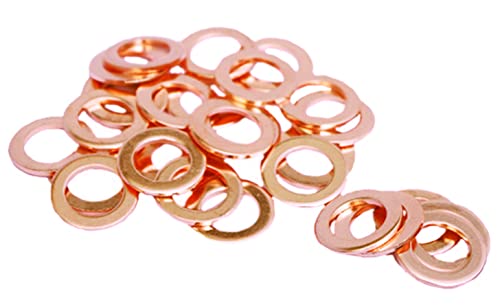 [Australia - AusPower] - LUOQIUFA M8 Flat Washer Copper Sealing Ring, Inner Diameter 8mm, Outer Diameter 16mm, Thickness 1.5mm, Metric Sealing Washer, 20 Pieces 