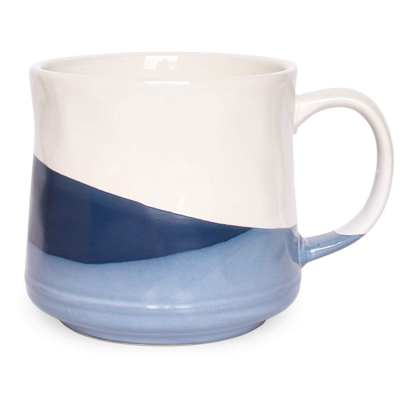 [Australia - AusPower] - Bosmarlin Large Stoneware Coffee Mug, Big Tea Cup for Office and Home, 21 Oz, Dishwasher and Microwave Safe, 1 PCS (Geometry-Blue) Geometry-Blue 