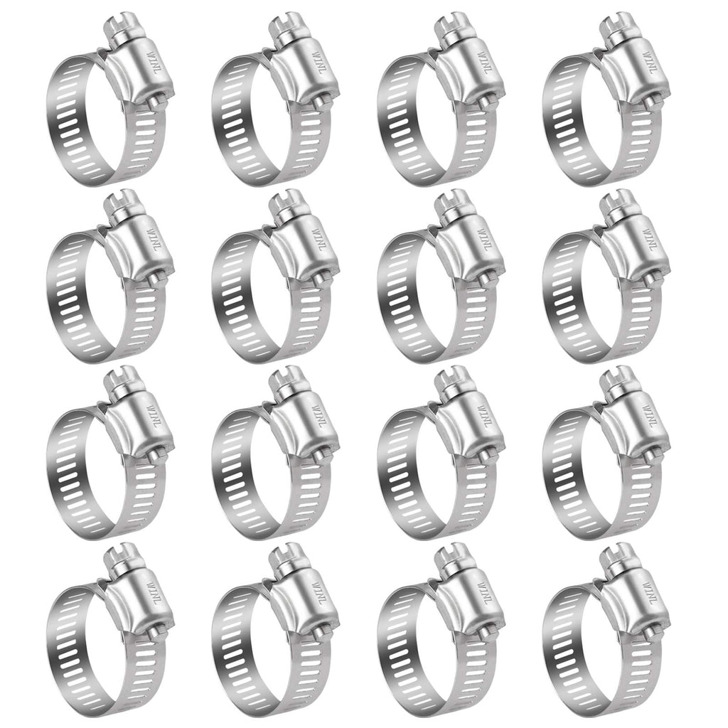 [Australia - AusPower] - WINL Stainless Steel Hose Clamps - 16 Pack Worm Gear Drive Hose Clamps SAE 16 Clamping Range 3/4 Inch to 1-1/2 Inch (19mm-38mm) for Automotive Plumbing, 3/4'', 1'', 1 1/4'' Hose Clamps SAE#16 (3/4" ~ 1-1/2") 