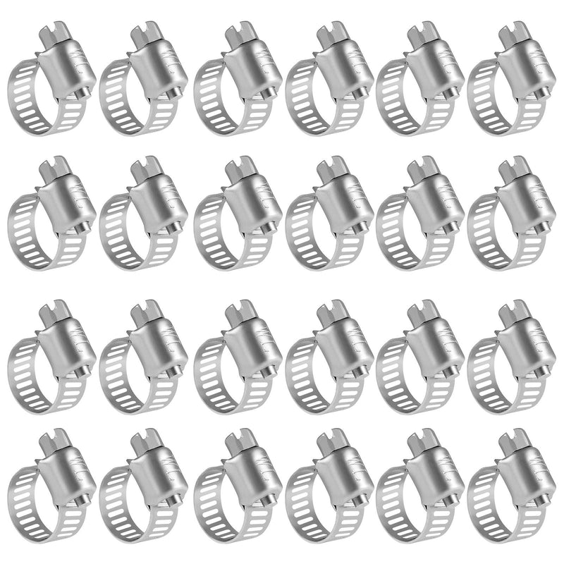 [Australia - AusPower] - WINL Stainless Steel Hose Clamps - 24 Pack Worm Gear Drive Hose Clamps Micro Size 4 Clamping Range 1/4 Inch to 5/8 Inch (6mm-16mm) for Automotive Plumbing,1/4 Inch Hose Clamps, 1/2 Inch Hose Clamps Micro#4 (1/4" ~ 5/8") 