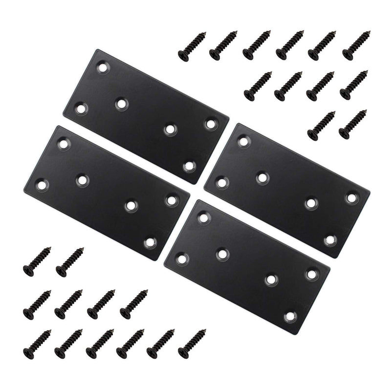 [Australia - AusPower] - 4 PC Flat Straight Brace Brackets,ULIFESTAR Stainless Steel Mending Bracket Plate Metal Shelf Support Fixing Joining Plate for Furniture,Wood,Shelves,Cabinet with Screws Black(50x100mm/2x3.94'') 50x100mm/2x3.94'' 