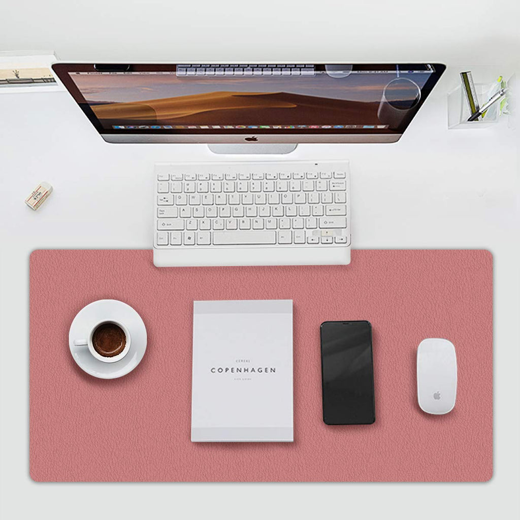 [Australia - AusPower] - Multifunctional Office Desk Pad Luosu Ultra Thin Waterproof PU Leather Mouse Pad, Dual Use Desk Writing Mat for Office/Home (Pink, 31.5''*15.7'') Pink 31.5''*15.7'' 