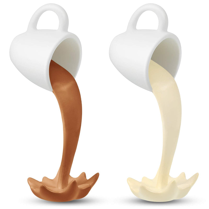 [Australia - AusPower] - 2 Pieces Floating Coffee Cups Coffee Bar Accessories Magic Pouring Spilling Splash Coffee Mugs Funny Sculpture Art Decor for Home, Kitchen, Present for Coffee Lover (Cream, Brown) Cream, Brown 