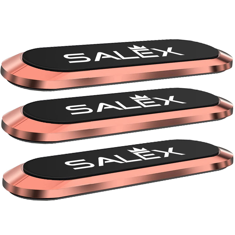[Australia - AusPower] - SALEX Rose Gold Magnetic Mounts [3 Pack]. Pink Flat Cell Phone Holder for Car Dashboard, Wall, Windshield. Stick on Universal Kit Compatible with GPS, Tablets, Smartphones, Knives, Keys, Spoons, Forks 3 Pack 