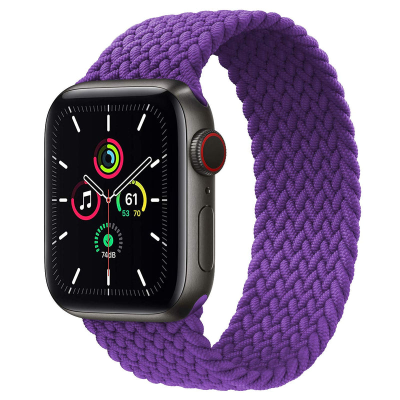 [Australia - AusPower] - Solo Loop Band Compatible for Apple Watch Strap 38mm 40mm 41mm 42mm 44mm,Stretchable Braided with No Clasps or Buckles Sport Elastics Women Men Replacement Wristband for iWatch Series 7/6/SE/5/4/3/2 Purple 38mm/40mm/41mm-S 