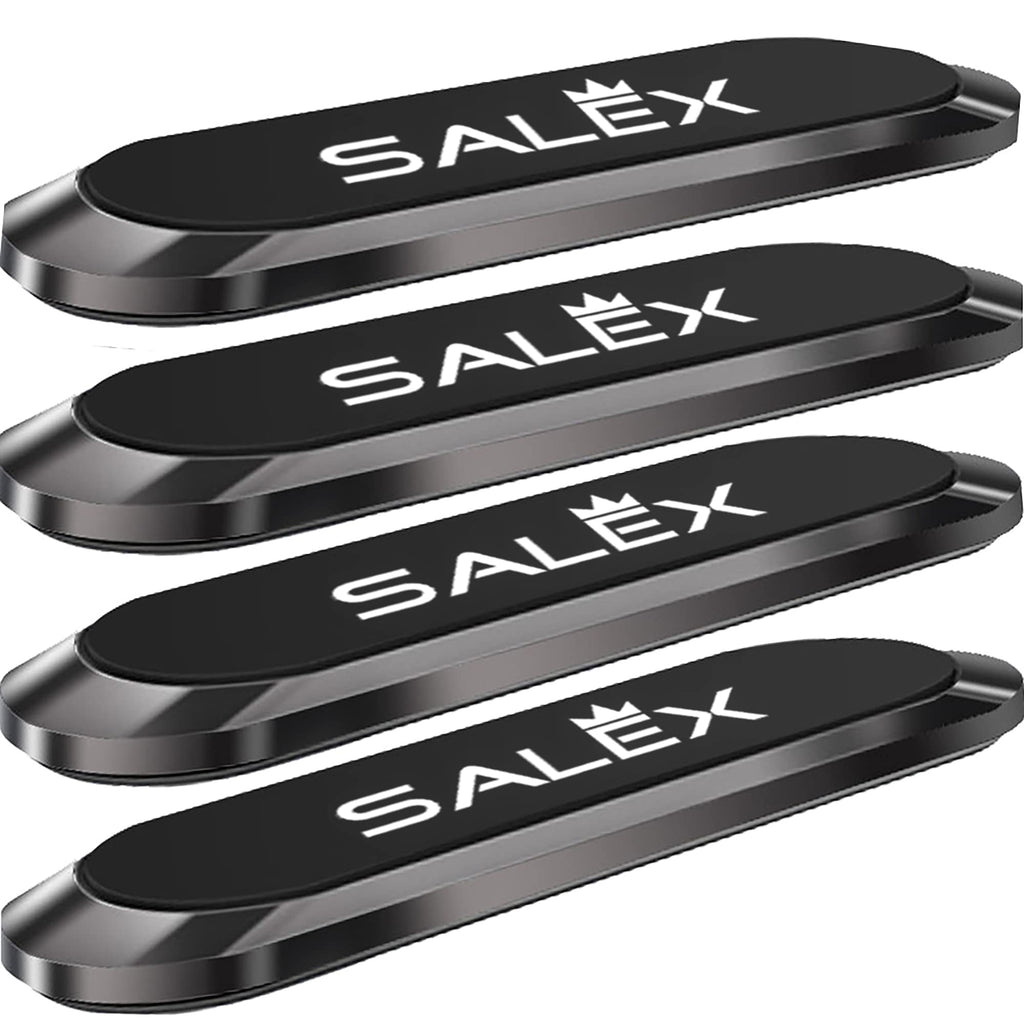 [Australia - AusPower] - SALEX Black Magnetic Mounts [4 Pack]. Flat Cell Phone Holder for Car Dashboard, Wall, Windshield. Stick on Universal Kit Compatible with GPS, Tablets, Smartphones, Knives, Keys, Spoons, Forks. 4 Pack 