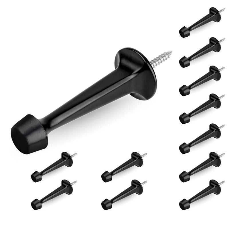 [Australia - AusPower] - HOMOTEK 12 Pack Heavy Duty Solid Rigid Door Stop with Soft Rubber Tip, Zinc Die Cast Door Stopper Protect Wall & Door, Black 12 Pack-Black 