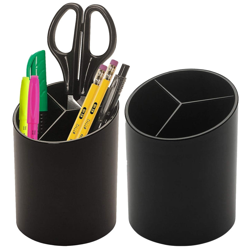 [Australia - AusPower] - Pen Holder, 3 Compartment Desktop Organizer - Pencil Cup, Perfect for Organizing Pens, Pencils, Home and Office - 2 Pack 
