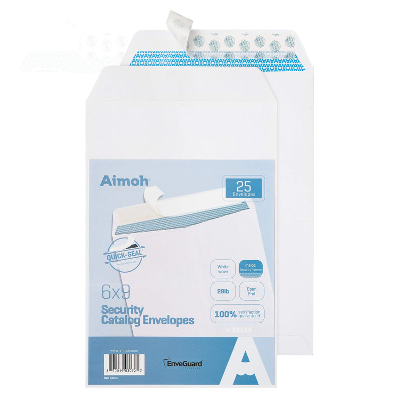[Australia - AusPower] - 25 6 x 9 Self-Seal Security White Catalog Envelopes - 28lb, 25 Count, Security Tinted, Ultra Strong Quick-Seal, 6x9 inch (38169) 
