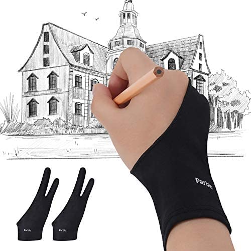 [Australia - AusPower] - 2 Pack Artist Glove Anti Smudge, Left Right Hand Parblo PR01 Two Fingers Drawing Glove for Graphics Monitor, Drawing Tablet, Sketching, iPad, Suitable for Left and Right Hand M*2 