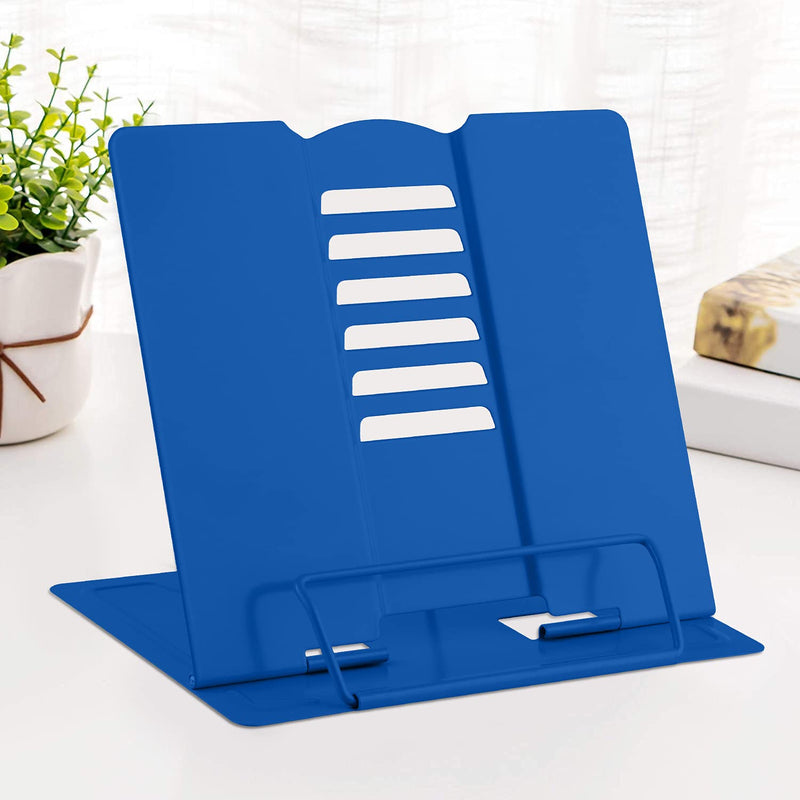 [Australia - AusPower] - MSDADA Desk Book Stand Metal Reading Rest Book Holder Adjustable Cookbook Documents Holder Portable Sturdy Bookstands for Recipes Textbooks Tablet Music Books with Page Clips (Blue) Blue 