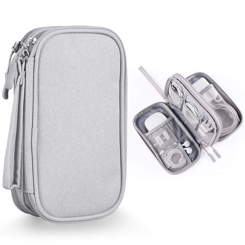 [Australia - AusPower] - Bevegekos Cable and Charger Organizer Bag, Travel Case Pouch for Small Electronics & Accessories (Small, Light Grey) 