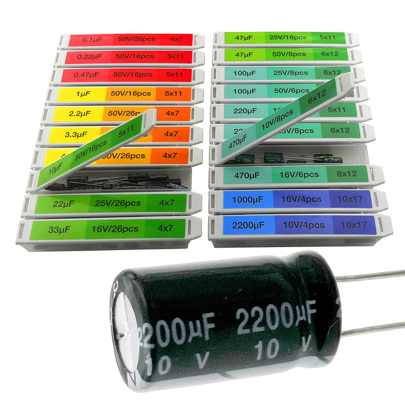 [Australia - AusPower] - EEEEE 0.1uF－2200uF capacitors 20 Value 304pcs Individual Box Lid Electrolytic Capacitor Assortment kit for Industrial Electrical and arduino 
