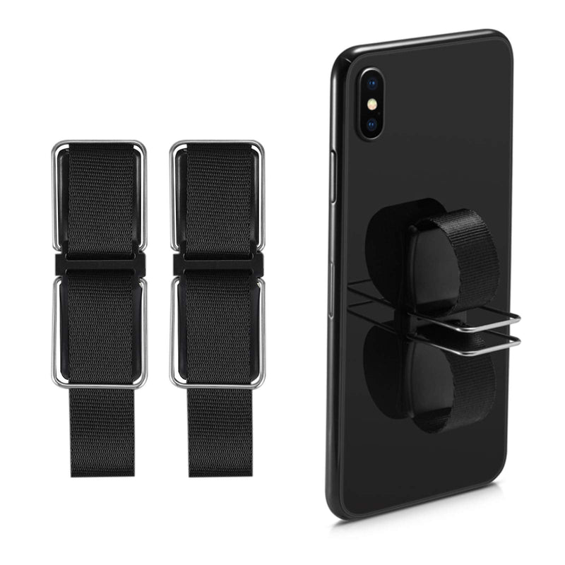 [Australia - AusPower] - Phone Grip Strap Finger Holder, YUOROS Phone Loop Kickstand, Hand Holder for Back of Phone (Black, 2 Pack) #4 Black 