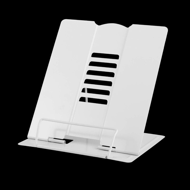 [Australia - AusPower] - Large Book Stand Metal for Reading, Desktop Book Holder Adjustable Document Cookbook Holder Portable Bookstands for Textbooks Tablet Music Books Recipe (White) White 