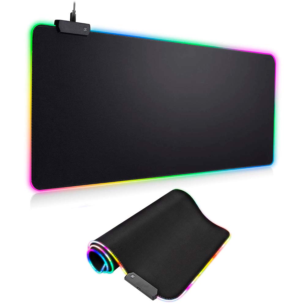 [Australia - AusPower] - RGB Gaming Mouse Pad, Rocketek Large Extended Soft LED Mouse Pad with Anti-Slip Rubber Base 14 Lighting Modes 2 Brightness Levels, Waterproof Computer Keyboard Mousepad Mat 800 x 300mm/31.5 x 11.8inch 