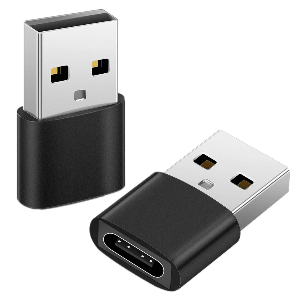 [Australia - AusPower] - USB C Female to USB Male Adapter 2 Pack,USB C to USB Adapter Charger Cable for iPhone XR 11 12 Mini Pro Max,Airpods iPad,Google Pixel 5 4 4a 3 3A 2 XL,Samsung Galaxy Note 10 S20 Plus S21 Ultra（Black） 