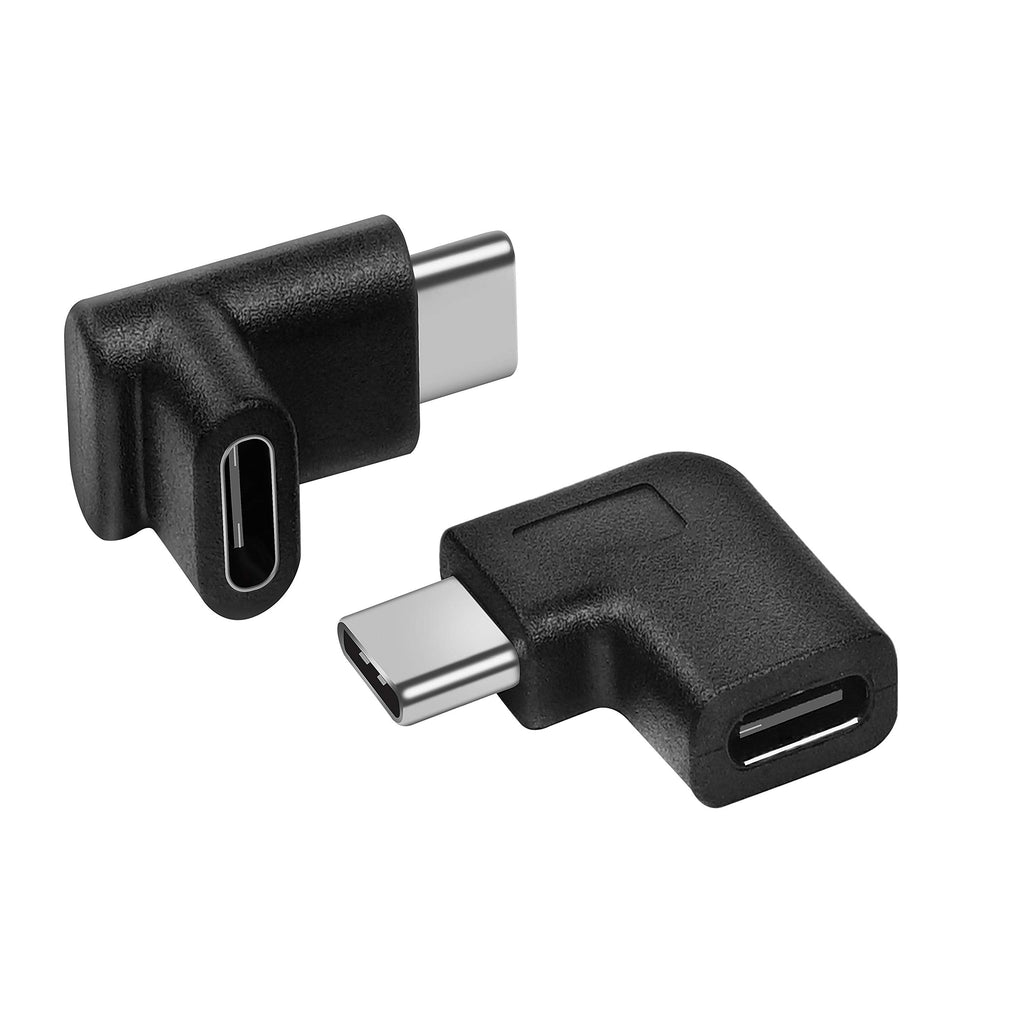 [Australia - AusPower] - 90 Degree USB-C Type C Male to Female Adapter,Upward & Downward Angled, Right & Left Angled USB-C USB 3.1 Type-C Extension for Tablet Mobile Phone Laptop (2 Pack ,Black) 