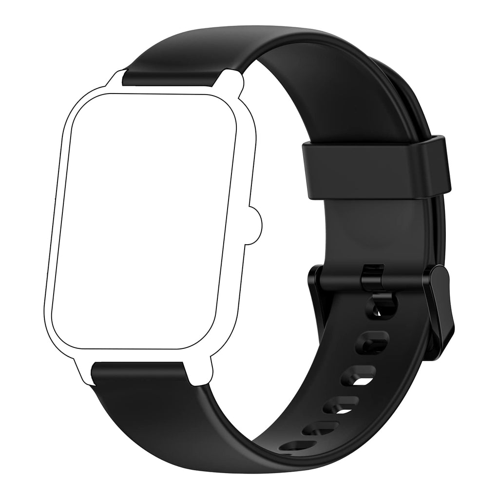 [Australia - AusPower] - IOWODO Sport Band Compatible with Smart Watch Bands 20mm Soft Silicone Replacement Strap Compatible for X2 R3PRO Smartwatch Men Women Black 