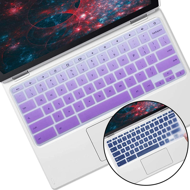 [Australia - AusPower] - 2Pcs Keyboard Cover for HP Chromebook x360 11.6/14 inch, HP Chromebook11 G2/G3/G4/G5/G6 EE/G7 EE/11A-NB0013DX,Chromebook 14-db/ca/ak/da 14b-ca 14a-na 11a-nb0013dx 11-v010nr Protective Skin OmbrePurlple+Clear 