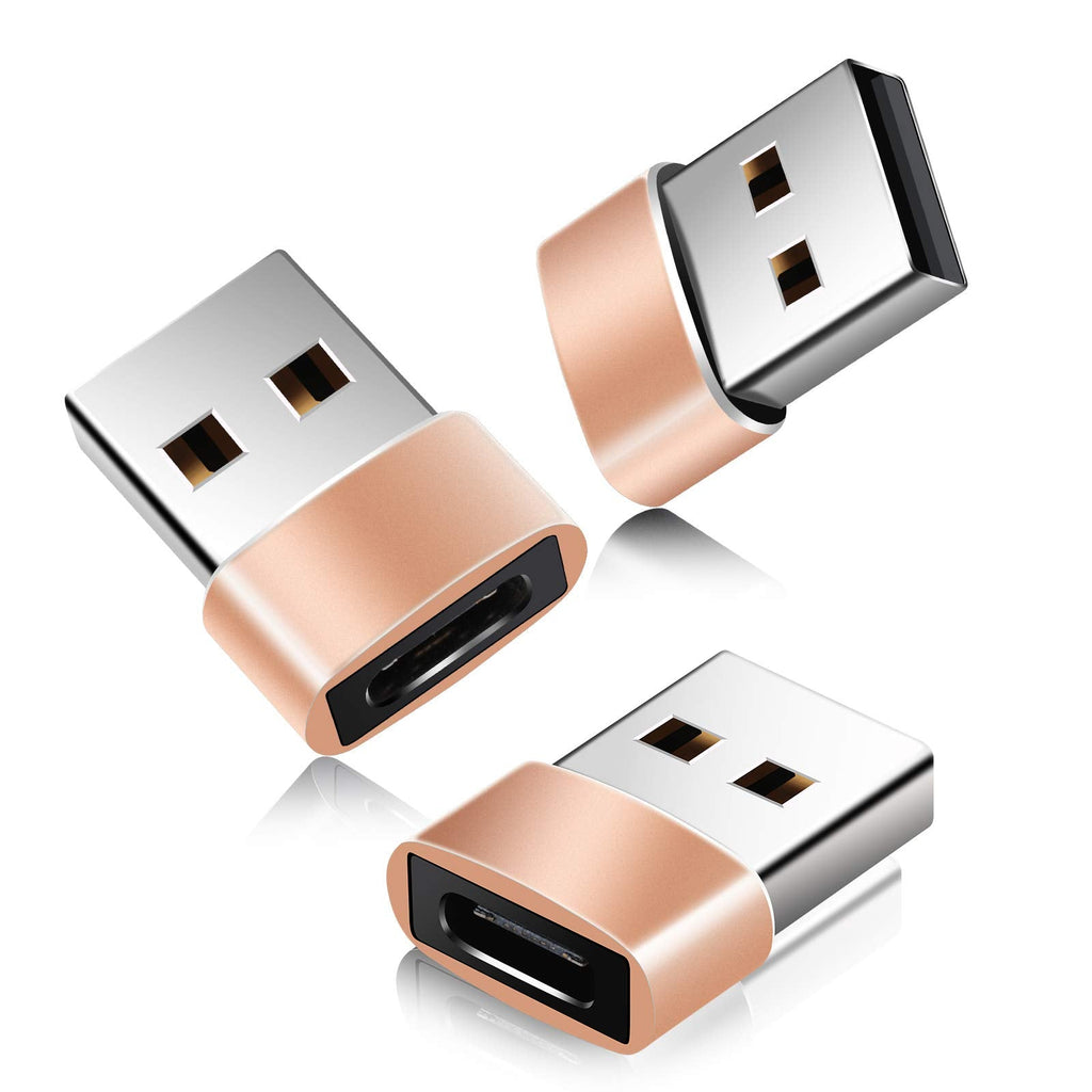 [Australia - AusPower] - WKOOA C to USB Adapter (3 Pack), USB-C Female to USB Male, USB Type C Female to USB OTG Adapter for MacBook Pro 2015/2013, MacBook Air 2017/2015, Laptops, Wall Chargers, Power Banks(Rose Gold) Y04-Rose Gold-3PACK 