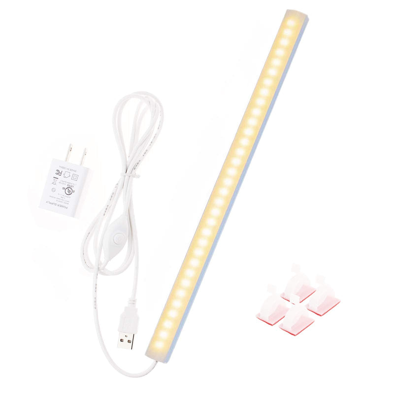 [Australia - AusPower] - Under Cabinet Light, 12Inch LED Closet Light with Memory Function, Warm White 3000K Dimmable Plug in USB LED Light, Slim LED Light Bar for Room 