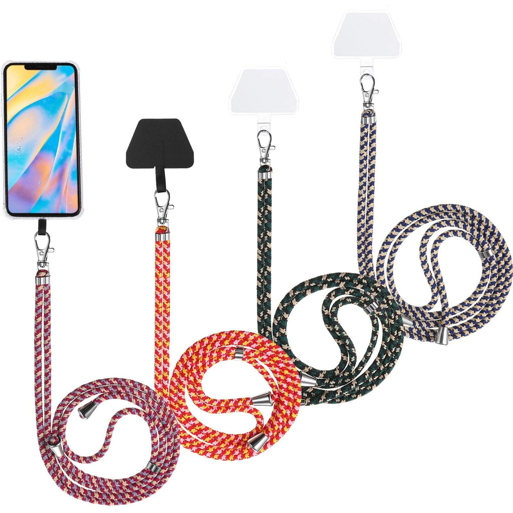 [Australia - AusPower] - 4 Pieces Universal Cell Phone Lanyards with Adjustable Detachable Nylon Neck Crossbody Lanyard and 4 Pieces Black and Transparent Durable Pads for Most Smartphones (Colorful) Colorful 