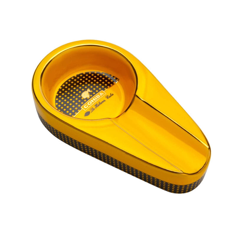 [Australia - AusPower] - Cigar Ashtray Single Holder Ceramic Ashtray Suitable for Cigarette Ash Holder Portable Travel Luxury Ash Tray for Home, Hotel, Restaurant, Indoor, Outdoor (Yellow) Yellow 