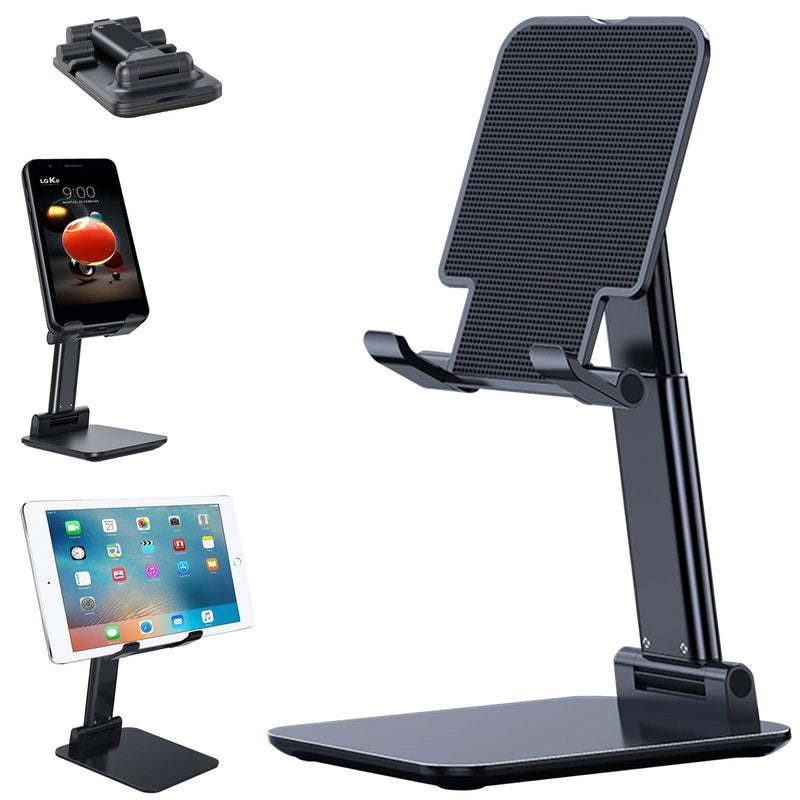 [Australia - AusPower] - qichen Cell Phone Stand Fully Foldable Angle Height Adjustable Foldable Portable Phone Holder Stand for Desk Cradle Desktop Tablet Stand Compatiable Smartphones for Holder (Black) Black 