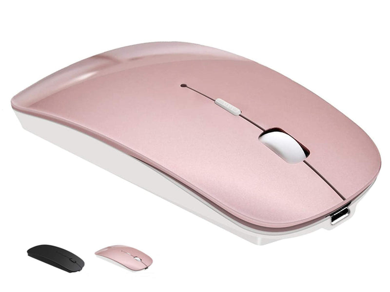 [Australia - AusPower] - Bluetooth Wireless Charger Computer Mouse for MacBook Air Mac Pro Laptop Ipad Pad PC The Laser Optical Rechargeable Mini Slim Silent Mice is Replacement Wired Widely Used Desktop Hp iMac (Rose Gold) 1.Bluetooth Mouse (Rose Gold) 