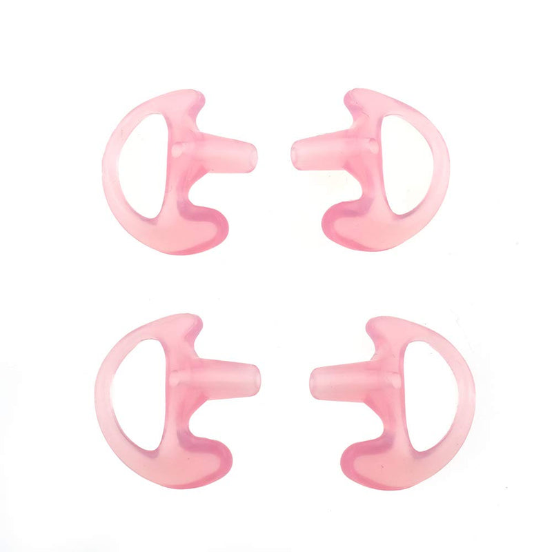 [Australia - AusPower] - Hahiyo 2.6cm Diameter Ear Mold Replacement Ergonomics Soft Silicone Breathable Ear Insert Earbud Earplug Ear Piece Left Right Pink 2 Pairs for Two Way Radio Acoustic Coil Tube Headset Earphone 
