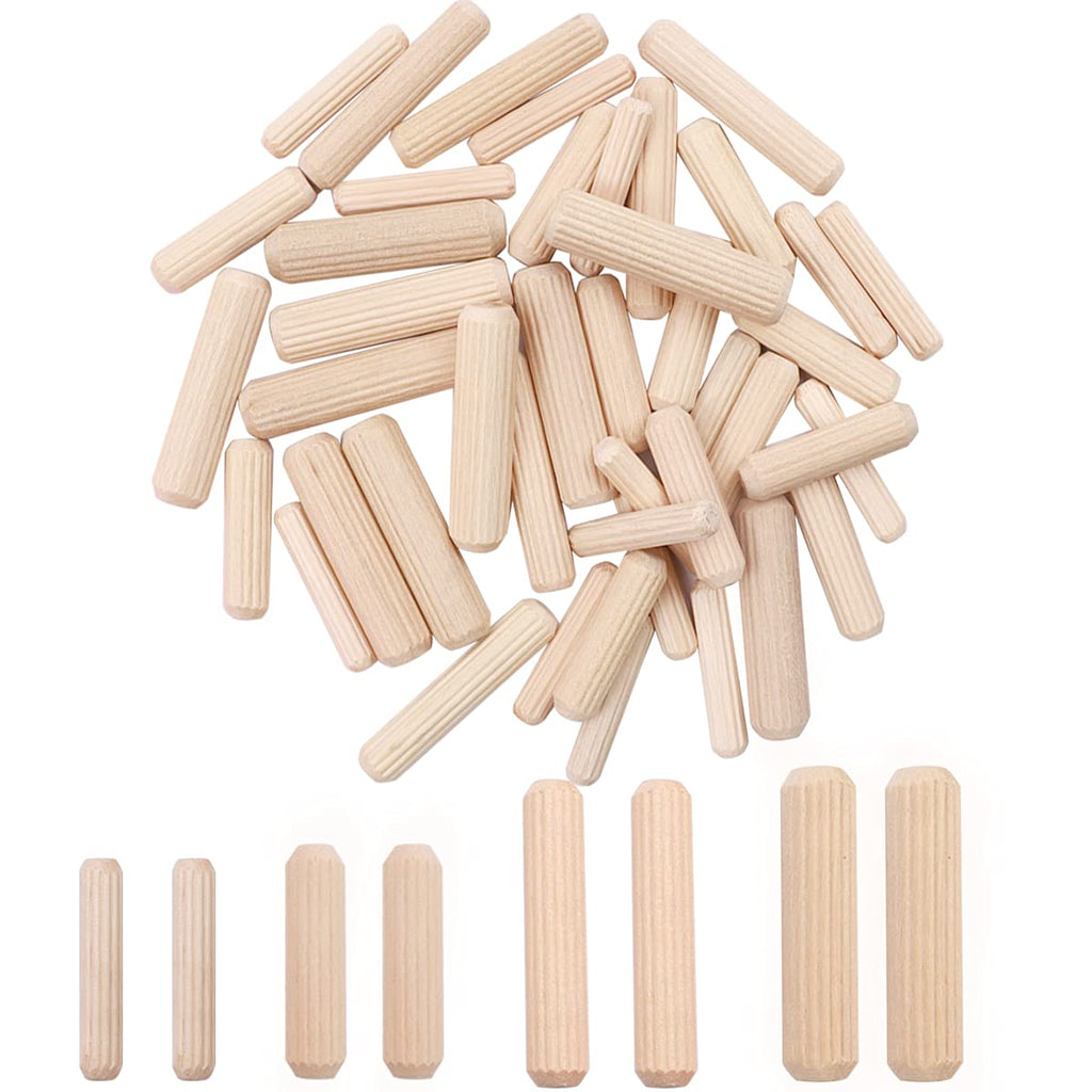 [Australia - AusPower] - smseace 400PCS Straight Groove Wooden Dowel Pins with Tapered End with Bevel Angle, 1/4 "5/16" 3/8 "(6mm, 8mm, 10mm) Wooden Dowel Pins, Used for Crafts, Furniture, DIY Manual, Etc.E-014-4S Mixed Loading400PCS 