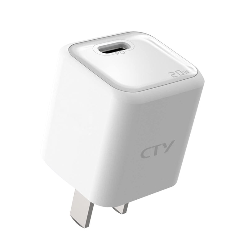 [Australia - AusPower] - CTY Charger, 20W USB C-PD Fast Charger Block,USB C Wall Compact Power Adapter Single Port Charging,for iPhone 13/13 Pro/13 Pro Max/12/11,Galaxy,Pixel 4/3,iPad Mini/Pro,Airpods Pro, and More(White) White 