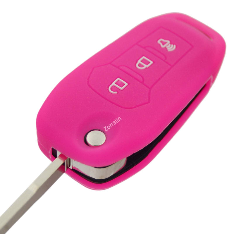 [Australia - AusPower] - Silicone Key Fob Cover Remote Protector compatible with Ford F150 F250 F350 F450 F550 Explorer Ranger Escape 3 buttons Hot pink 