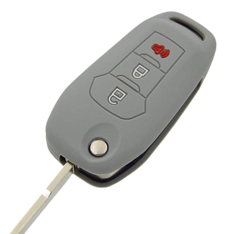[Australia - AusPower] - Silicone Key Fob Cover Remote Protector compatible with Ford F150 F250 F350 F450 F550 Explorer Ranger Escape 3 buttons Gray 