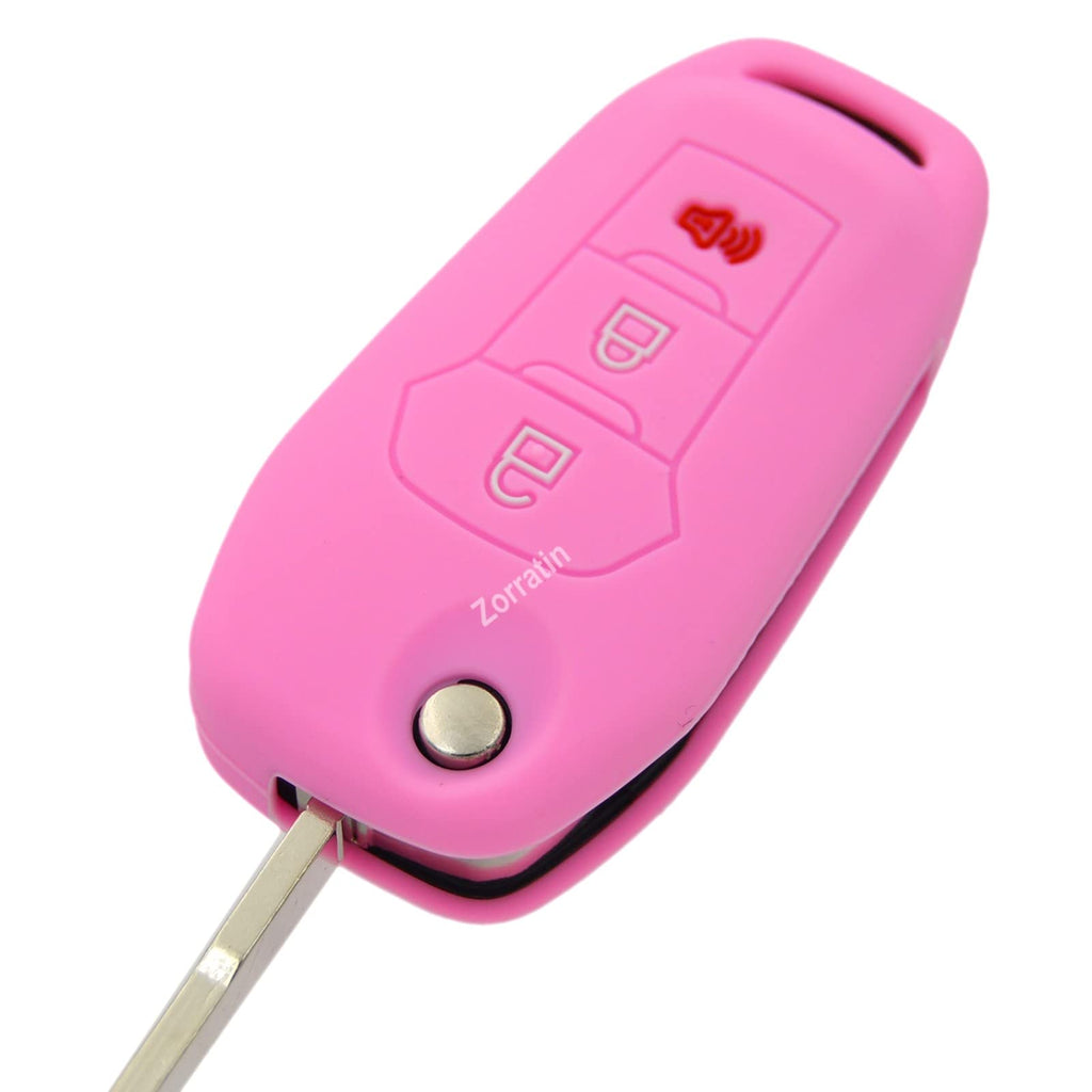 [Australia - AusPower] - Silicone Key Fob Cover Remote Protector compatible with Ford F150 F250 F350 F450 F550 Explorer Ranger Escape 3 buttons Pink 