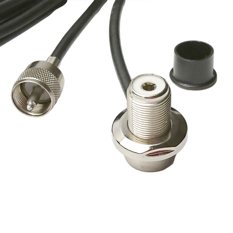 [Australia - AusPower] - UngSung Vehicle Antenna Mount So-239 UHF Female Right Angle Bulkhead to PL-259 UHF Male Connector with 14FT RG58/U RF Coaxial Cable for CB Amateur Ham Two Way Radio Antenna 
