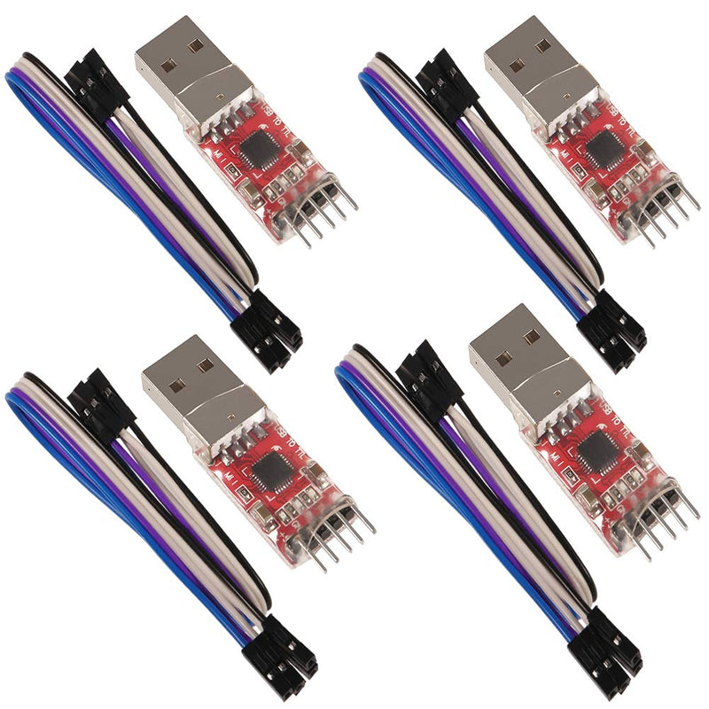 [Australia - AusPower] - Aoicrie 4PCS CP2102 USB 2.0 to TTL Module Serial Converter Adapter Module USB to TTL Downloader with Jumper Wires, for UART STC 3.3V and 5V 