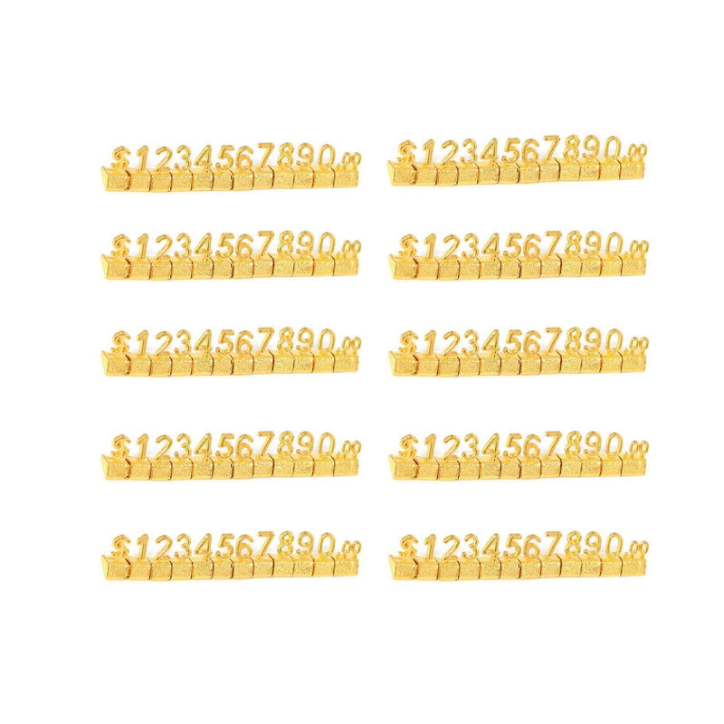 [Australia - AusPower] - INGATO 10 Sets Price Tags Adjustable Counter Stand Metal Label Number Price Tag Display Stand Sign Display Holder Golden 