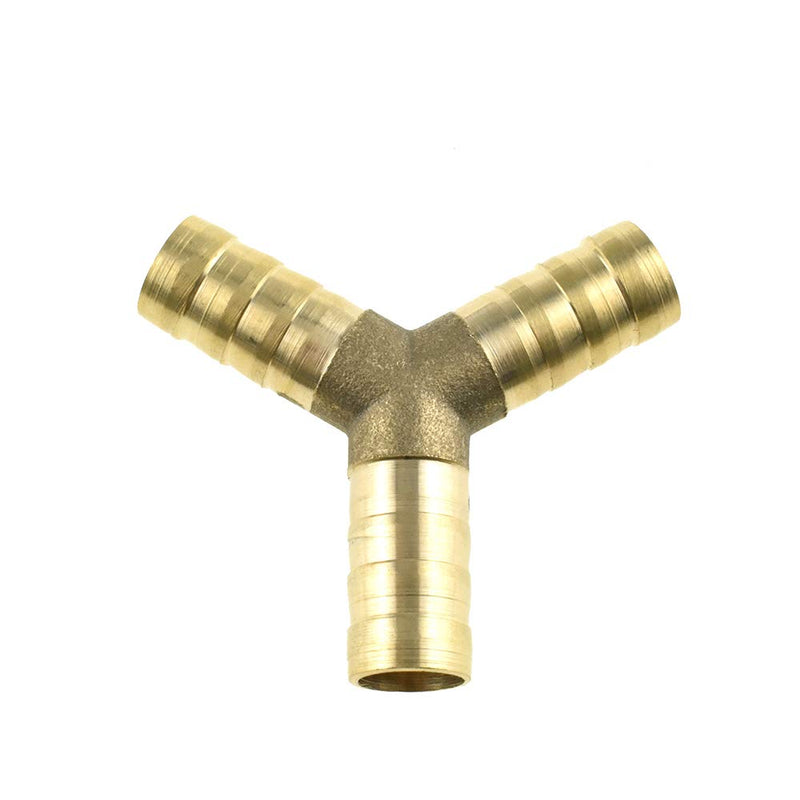 [Australia - AusPower] - Hahiyo Brass Hose Barb Y Shape 3 Way Fittings 9.5mm Inner Dia Multiple Directions Pipe Line Clamp Elbow Adapter Flow Smoothly Close Enough Not Leak Wide Temperature Range for Water Fuel Oil Gas 1pcs Y Shape-3/8"-1Pieces 