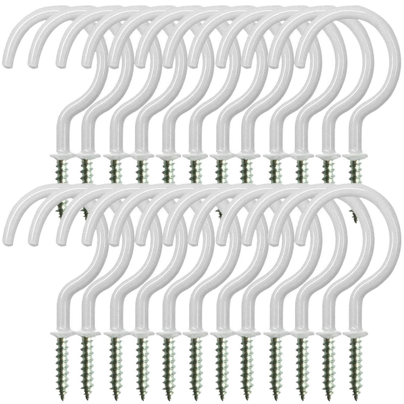 [Australia - AusPower] - Ceiling Hooks Heavy Duty 24 Pack 2.9 Inch Vinyl Coated Screw in Hooks Kitchen Hooks Cup Hooks for Hanging Plants, Lights, Cups, Mugs, Wind Chimes, Utensils, Indoor Outdoor Use White 