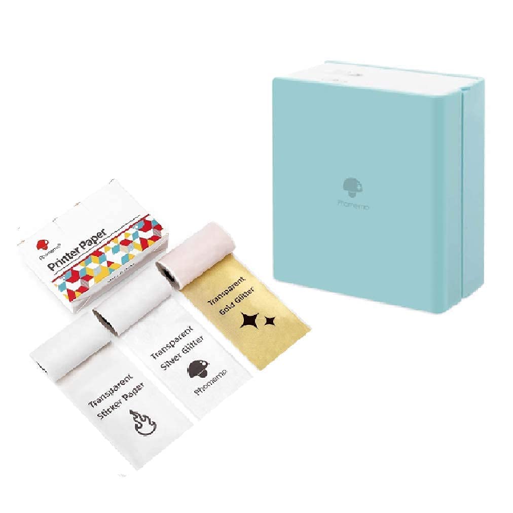 [Australia - AusPower] - Phomemo Mini Bluetooth Label Maker with 1 Transparent/Silver/Gold Glitter Sticker Paper 