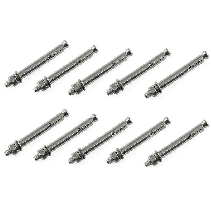 [Australia - AusPower] - E-outstanding Sleeve Anchor 10PCS 304 Stainless Steel Sleeve Bolts for Concrete, Masonry and Brick M6x70mm 