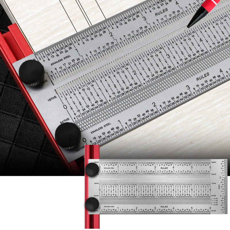[Australia - AusPower] - T-Rule,Precision Marking T-Rule 6'',Precision Woodworking Tools T-Square 6'',Stainless Steel Positioning Scribing Gauge, Carpenter Mark T-Rule 