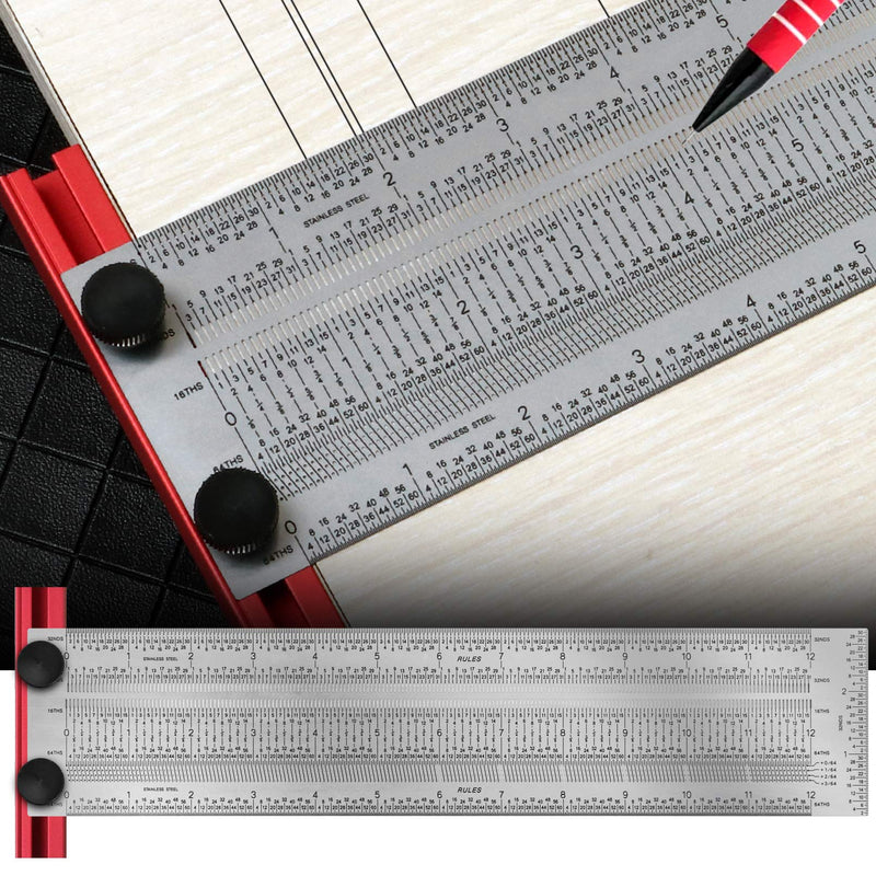 [Australia - AusPower] - T-Rule,Precision Marking T-Rule 12'',Precision Woodworking Tools T-Square 12'',Stainless Steel Positioning Scribing Gauge, Carpenter Mark T-Rule 12Inch 