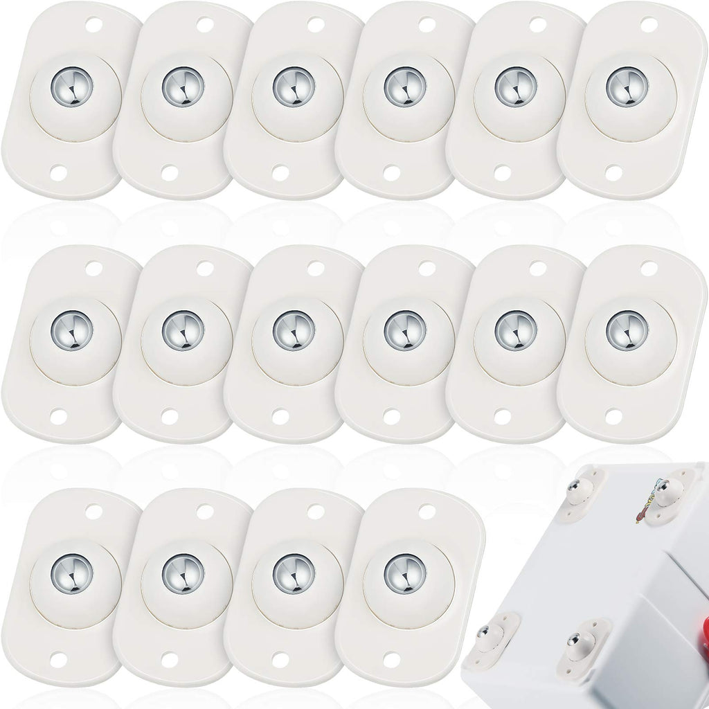 [Australia - AusPower] - Self Adhesive Caster Wheels Mini Swivel Wheels Stainless Steel Paste Universal Wheel 360 Degree Rotation Sticky Pulley for Bins Bottom Storage Box Furniture Trash Can (16 Pieces,White) 16 White 