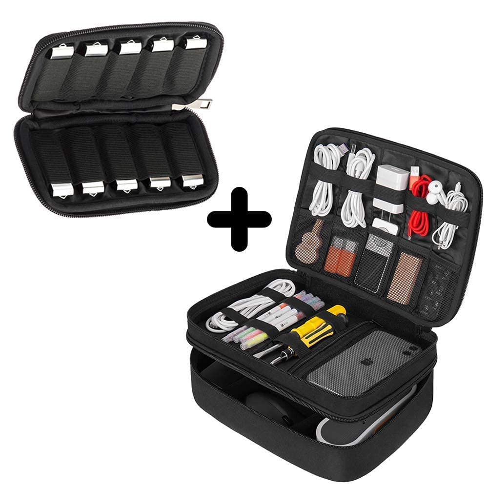 [Australia - AusPower] - USB Flash Drive Holder and Large Multi-Layer Electronics Organizer Storage Bag 