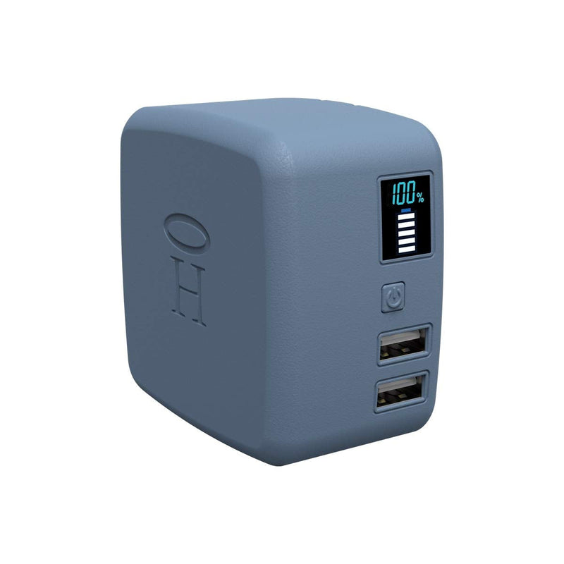 [Australia - AusPower] - Halo Portable Phone Charger Power Cube 10,000mAh - Innovative Car Charger Power Bank with Dual USB Compatible Charging Ports, Built-in Charging Adapters - Moody Blue (801107081) 