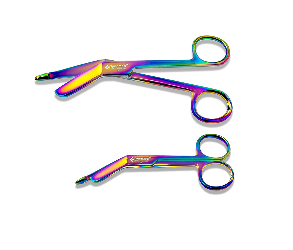 [Australia - AusPower] - Cynamed Set of 2 Lister Bandage Scissors with Multicolor/Rainbow Titanium Coating - Perfect for EMT, Paramedics, First Aid, Responders, Doctors, Nurses, Students and More (3.5" + 4.5") 3.5in+4.5in 
